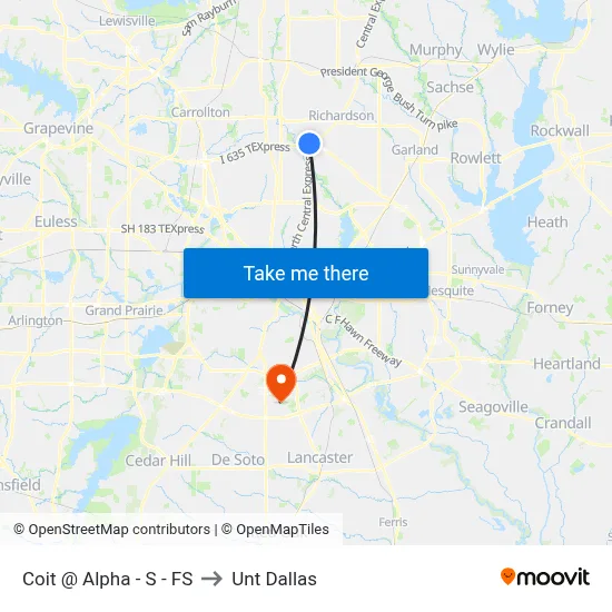 Coit @ Alpha - S - FS to Unt Dallas map