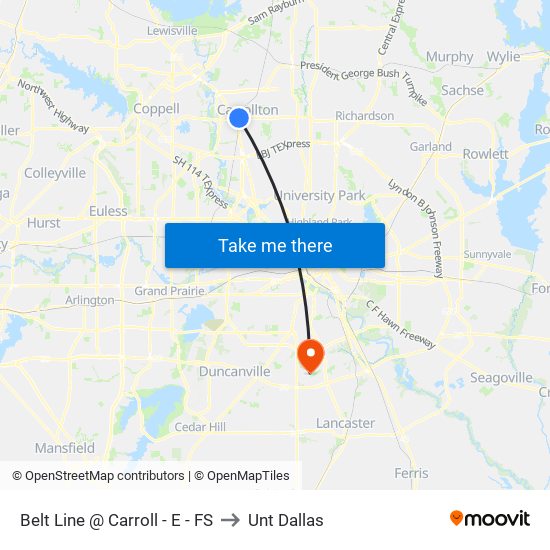 Belt Line @ Carroll - E - FS to Unt Dallas map