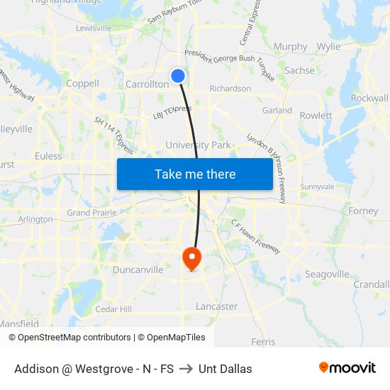 Addison @ Westgrove - N - FS to Unt Dallas map