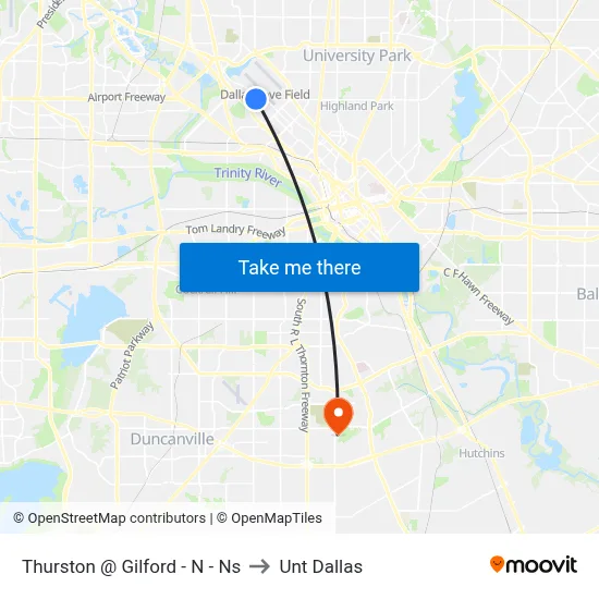 Thurston @ Gilford - N - Ns to Unt Dallas map