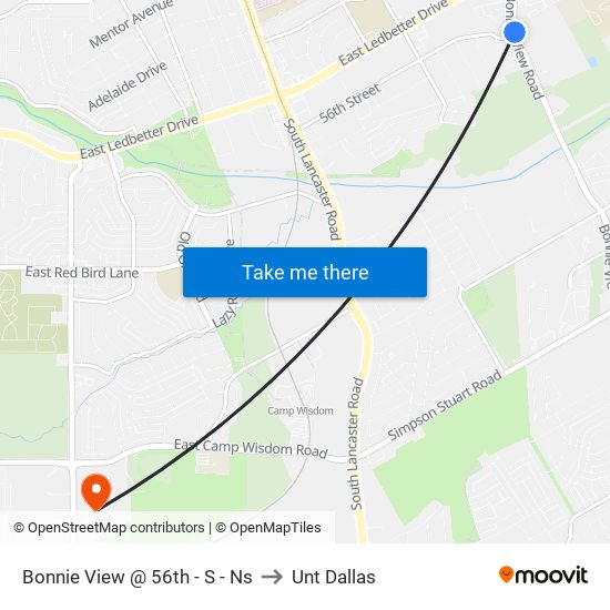 Bonnie View @ 56th - S - Ns to Unt Dallas map