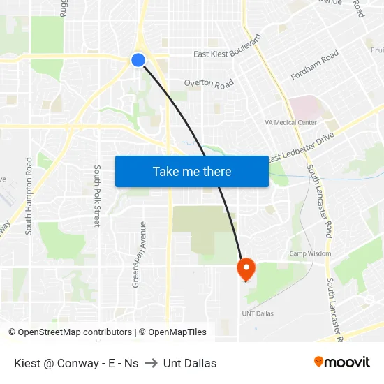 Kiest @ Conway - E - Ns to Unt Dallas map