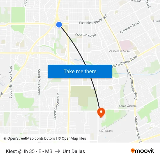 Kiest @ Ih 35 - E - MB to Unt Dallas map
