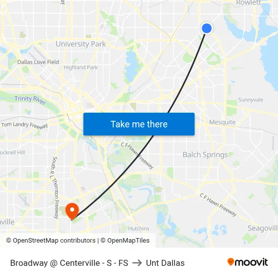 Broadway @ Centerville - S - FS to Unt Dallas map