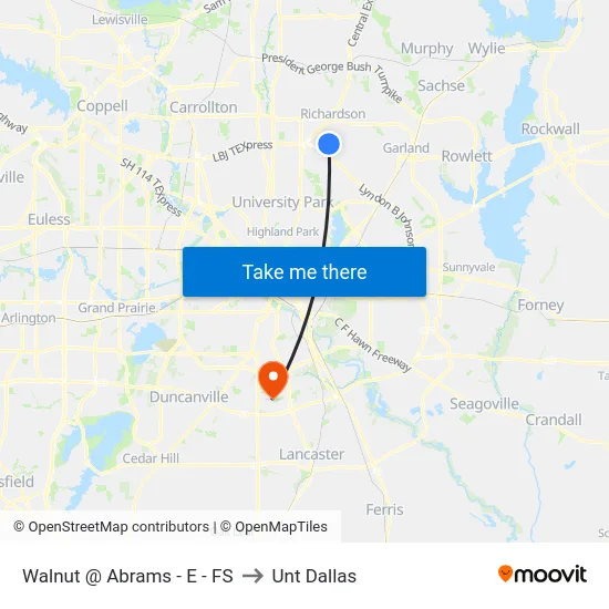 Walnut @ Abrams - E - FS to Unt Dallas map