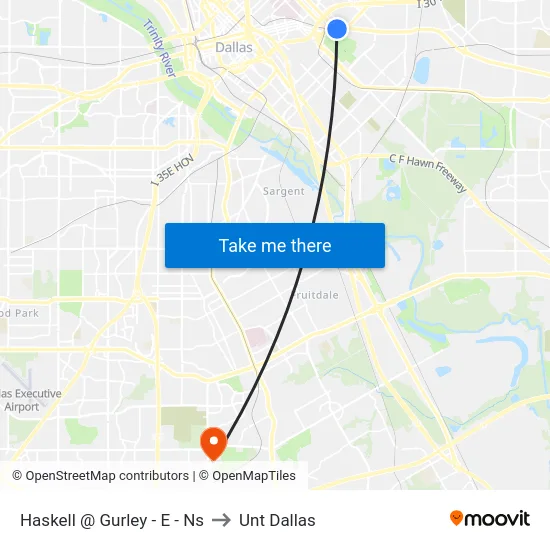 Haskell @ Gurley - E - Ns to Unt Dallas map