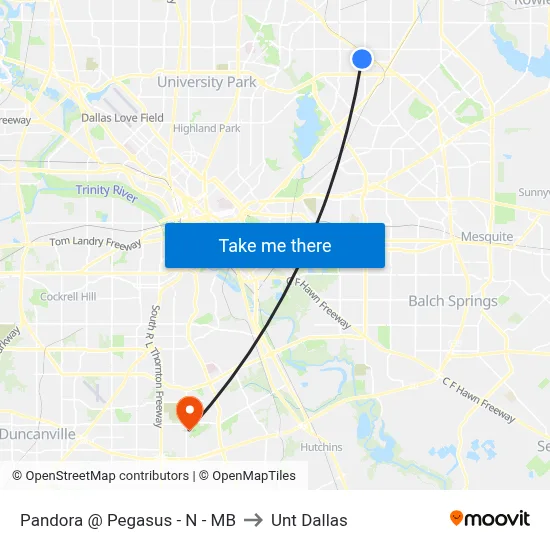 Pandora @ Pegasus - N - MB to Unt Dallas map