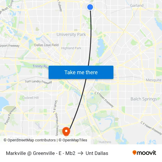 Markville @ Greenville - E - Mb2 to Unt Dallas map