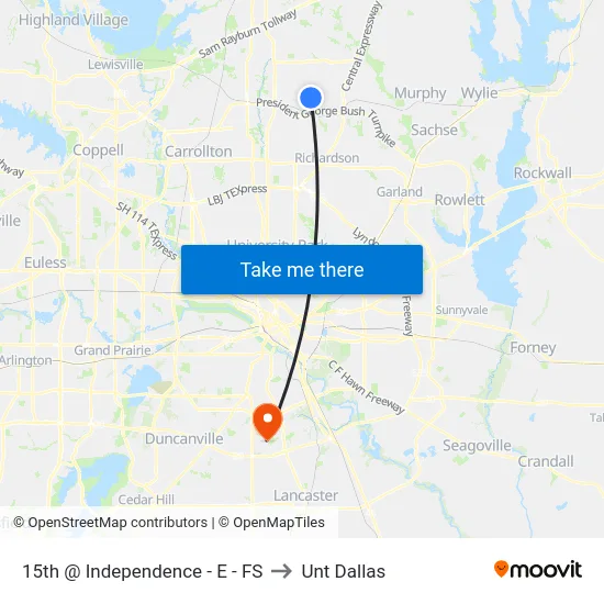 15th @ Independence - E - FS to Unt Dallas map