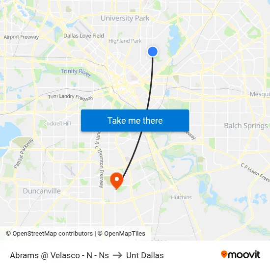 Abrams @ Velasco - N - Ns to Unt Dallas map