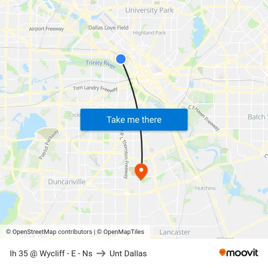 Ih 35 @ Wycliff - E - Ns to Unt Dallas map