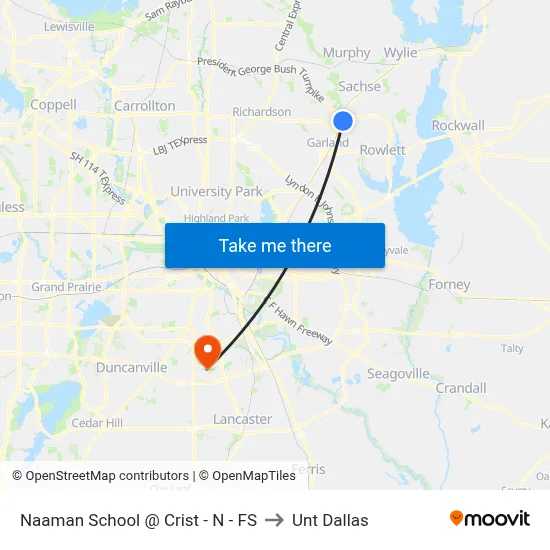 Naaman School @ Crist - N - FS to Unt Dallas map