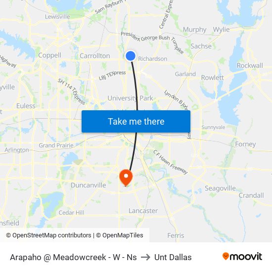 Arapaho @ Meadowcreek - W - Ns to Unt Dallas map