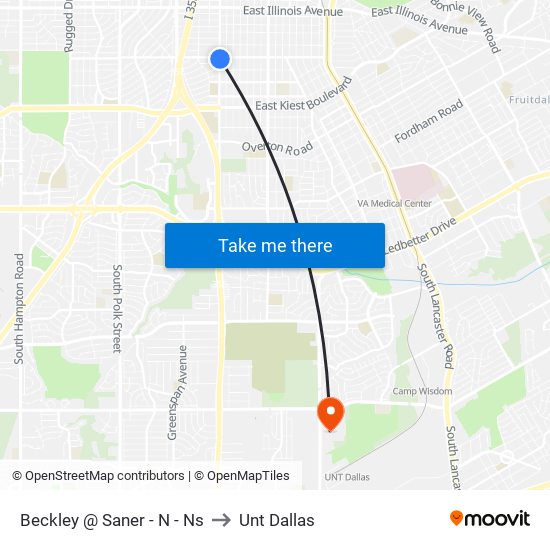 Beckley @ Saner - N - Ns to Unt Dallas map