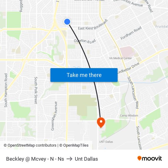 Beckley @ Mcvey - N - Ns to Unt Dallas map