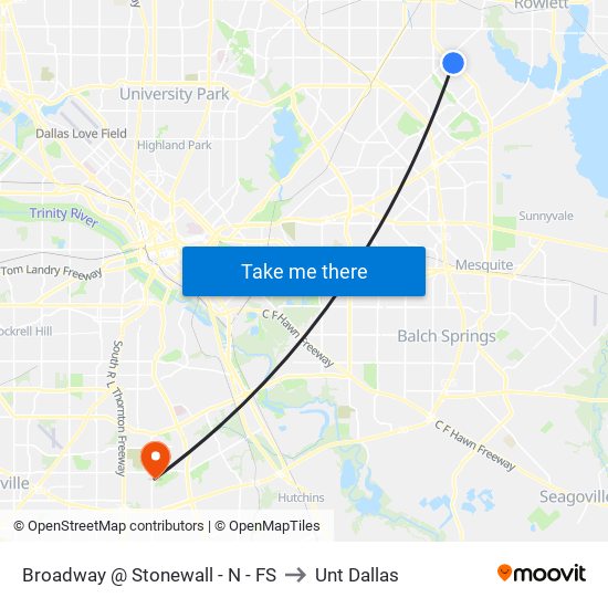 Broadway @ Stonewall - N - FS to Unt Dallas map