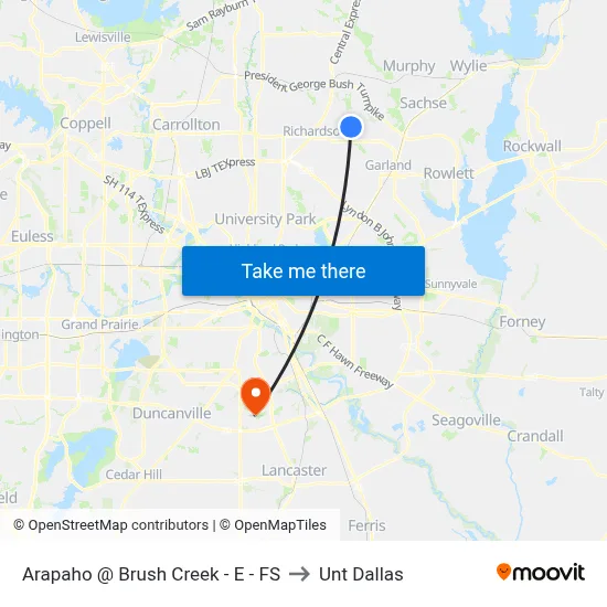 Arapaho @ Brush Creek - E - FS to Unt Dallas map