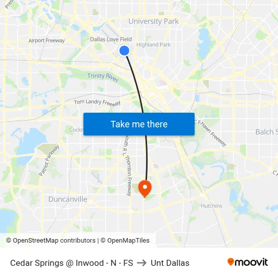 Cedar Springs @ Inwood -  N - FS to Unt Dallas map