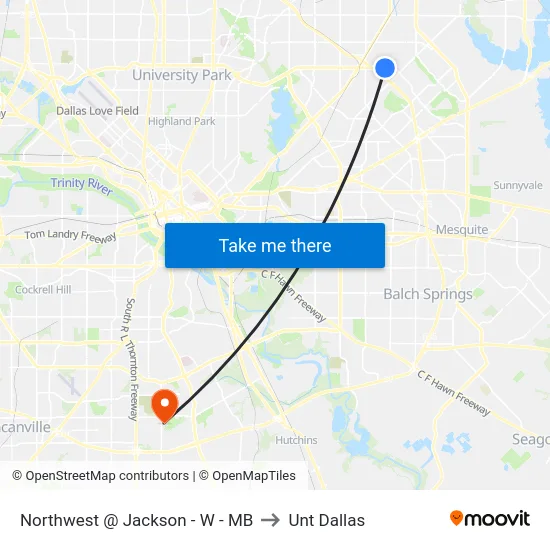 Northwest @ Jackson - W - MB to Unt Dallas map