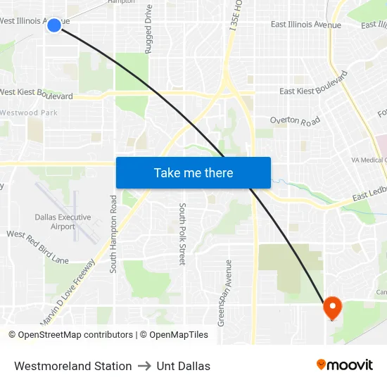 Westmoreland Station to Unt Dallas map
