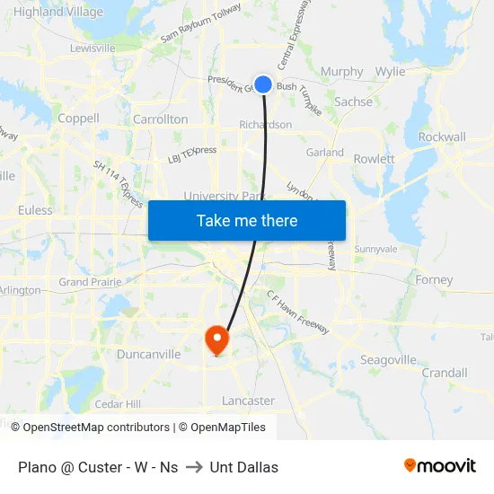 Plano @ Custer - W - Ns to Unt Dallas map