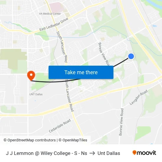 J J Lemmon @ Wiley College - S - Ns to Unt Dallas map