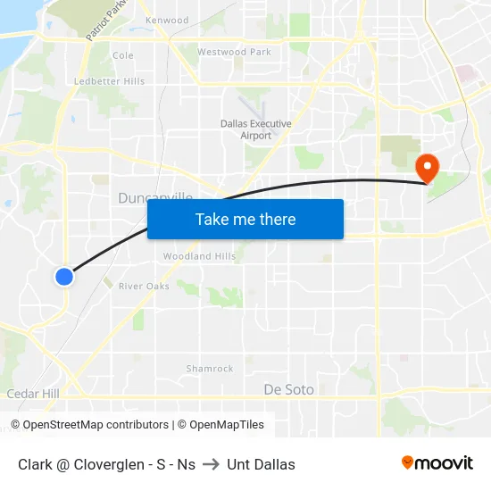 Clark @ Cloverglen - S - Ns to Unt Dallas map