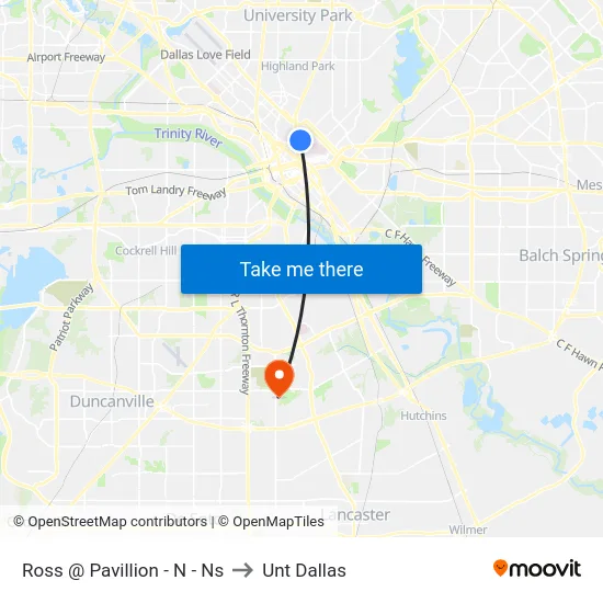 Ross @ Pavillion - N - Ns to Unt Dallas map