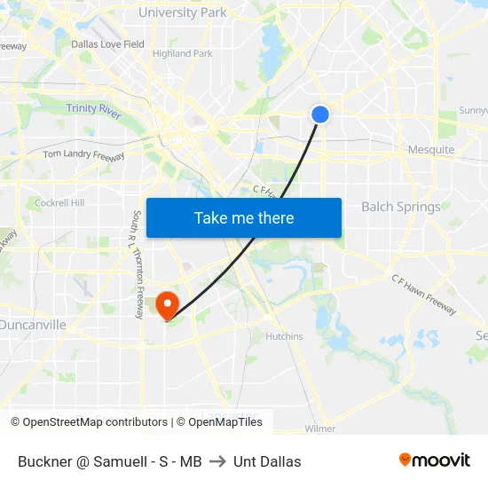 Buckner @ Samuell - S - MB to Unt Dallas map