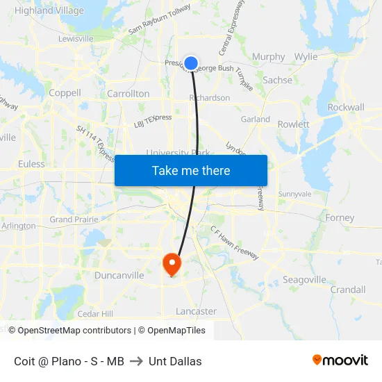 Coit @ Plano - S - MB to Unt Dallas map