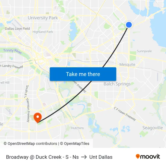 Broadway @ Duck Creek - S - Ns to Unt Dallas map
