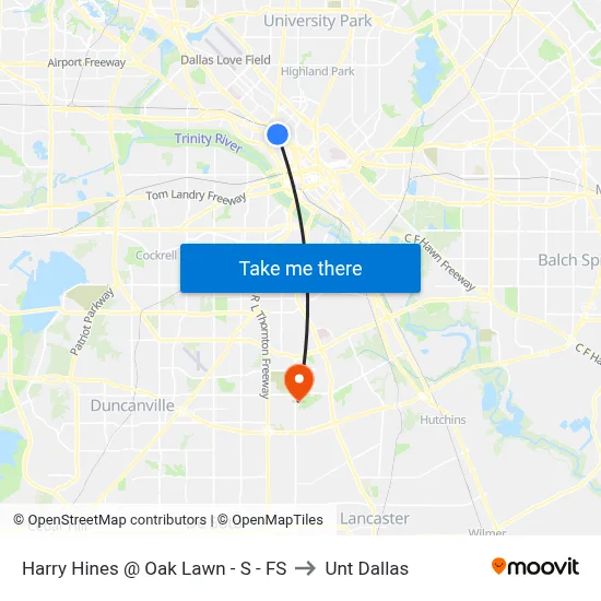 Harry Hines @ Oak Lawn - S -  FS to Unt Dallas map