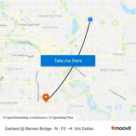Garland @ Barnes Bridge - N - FS to Unt Dallas map