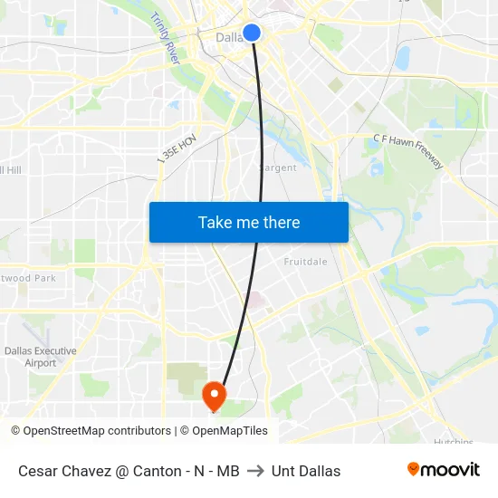 Cesar Chavez @ Canton - N - MB to Unt Dallas map