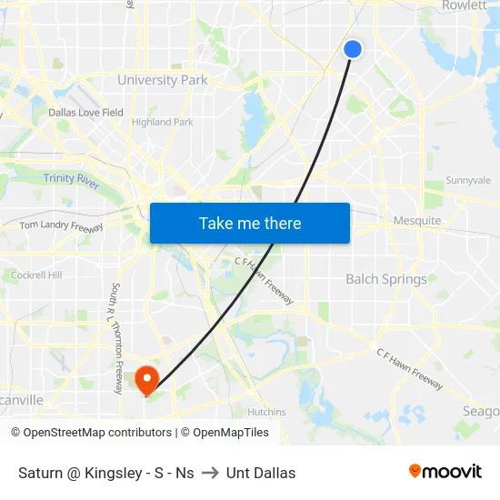 Saturn @ Kingsley - S - Ns to Unt Dallas map
