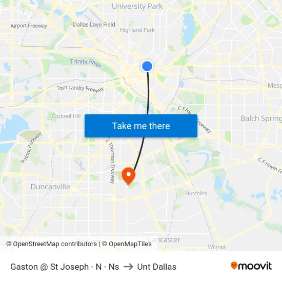 Gaston @ St Joseph - N - Ns to Unt Dallas map
