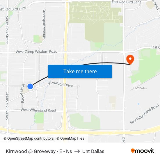 Kirnwood @ Groveway - E - Ns to Unt Dallas map