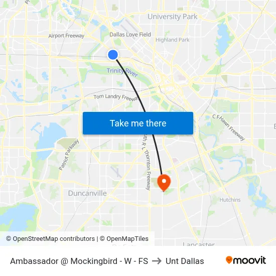 Ambassador @ Mockingbird - W - FS to Unt Dallas map