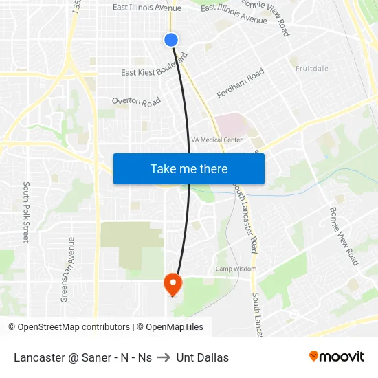 Lancaster @ Saner - N - Ns to Unt Dallas map