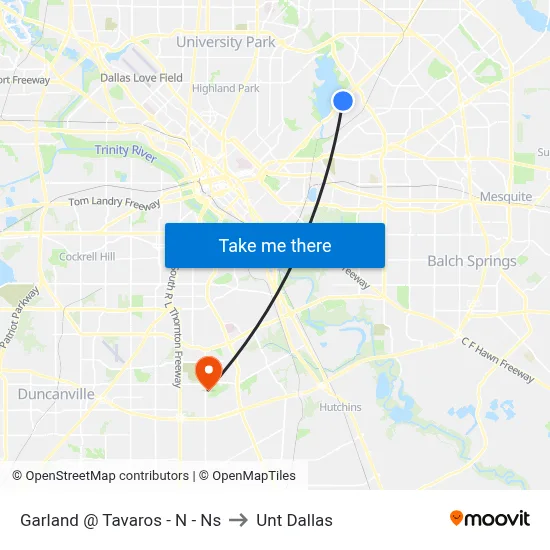 Garland @ Tavaros - N - Ns to Unt Dallas map
