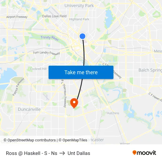 Ross @ Haskell - S - Ns to Unt Dallas map