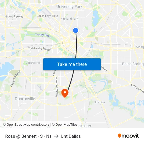 Ross @ Bennett - S - Ns to Unt Dallas map