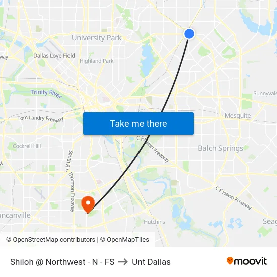 Shiloh @ Northwest - N - FS to Unt Dallas map