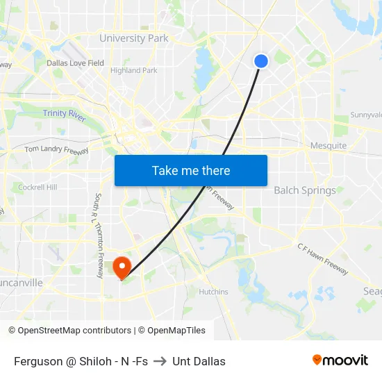 Ferguson @ Shiloh - N -Fs to Unt Dallas map