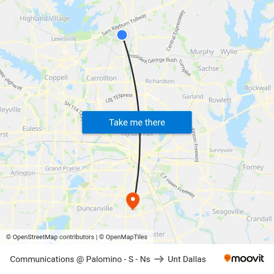 Communications @ Palomino -  S - Ns to Unt Dallas map
