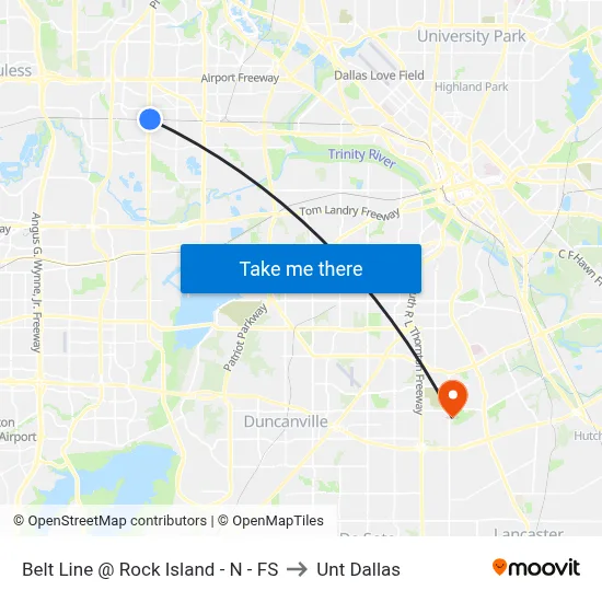 Belt Line @ Rock Island - N - FS to Unt Dallas map