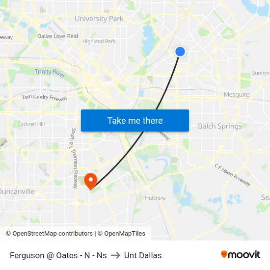 Ferguson @ Oates - N - Ns to Unt Dallas map