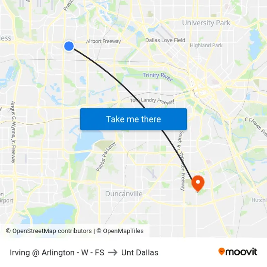 Irving @ Arlington - W - FS to Unt Dallas map