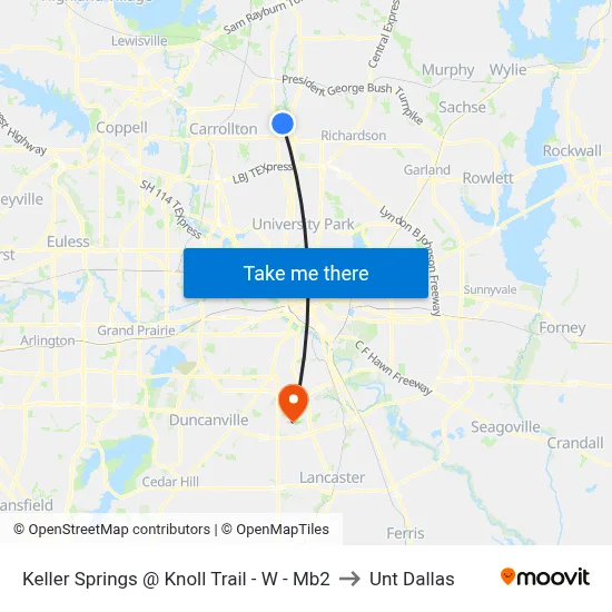Keller Springs @ Knoll Trail - W - Mb2 to Unt Dallas map