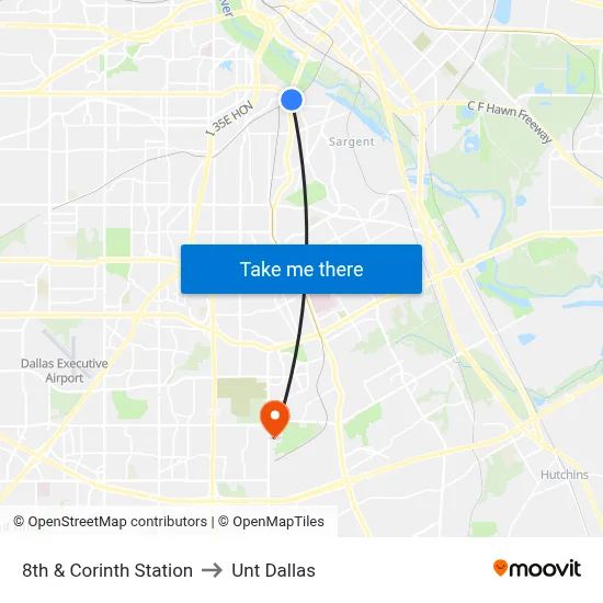 8th & Corinth Station to Unt Dallas map